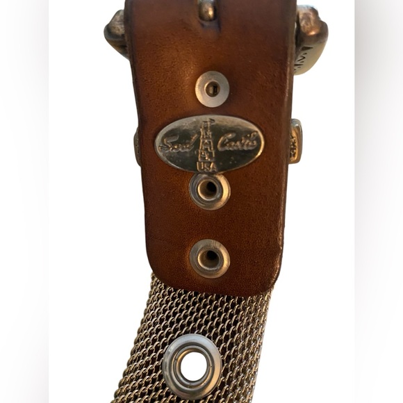 80s Vintage Sand Castle Leather & Mesh Belt (s/med) - Picture 8 of 12